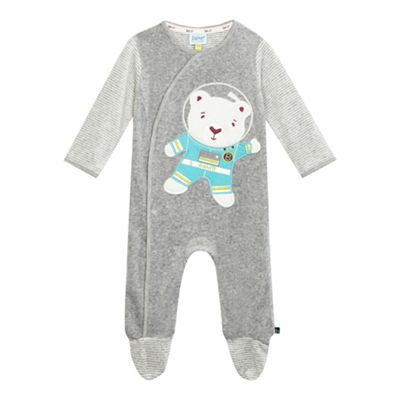 Baby boys' grey space teddy sleepsuit